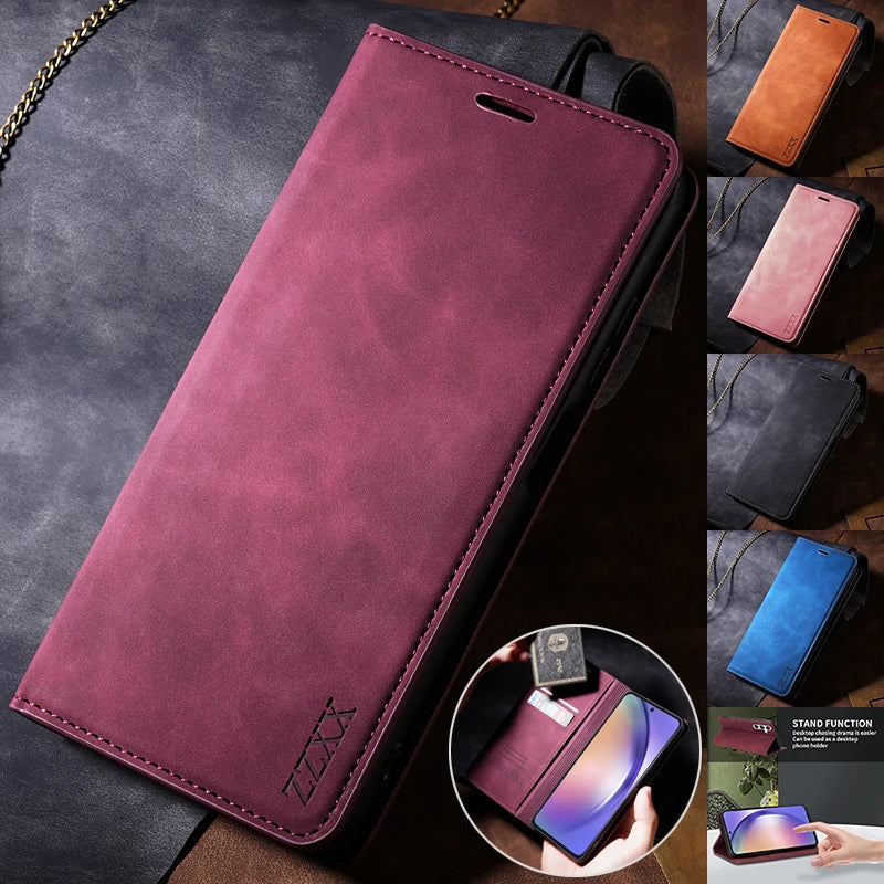 Wallet Skin Friendly Flip Leder Hülle für Samsung Galaxy S26 Ultra S25 Edge S24 Plus S23 FE A15 A16 A17 A26 A35 A36 A54 A55 A56