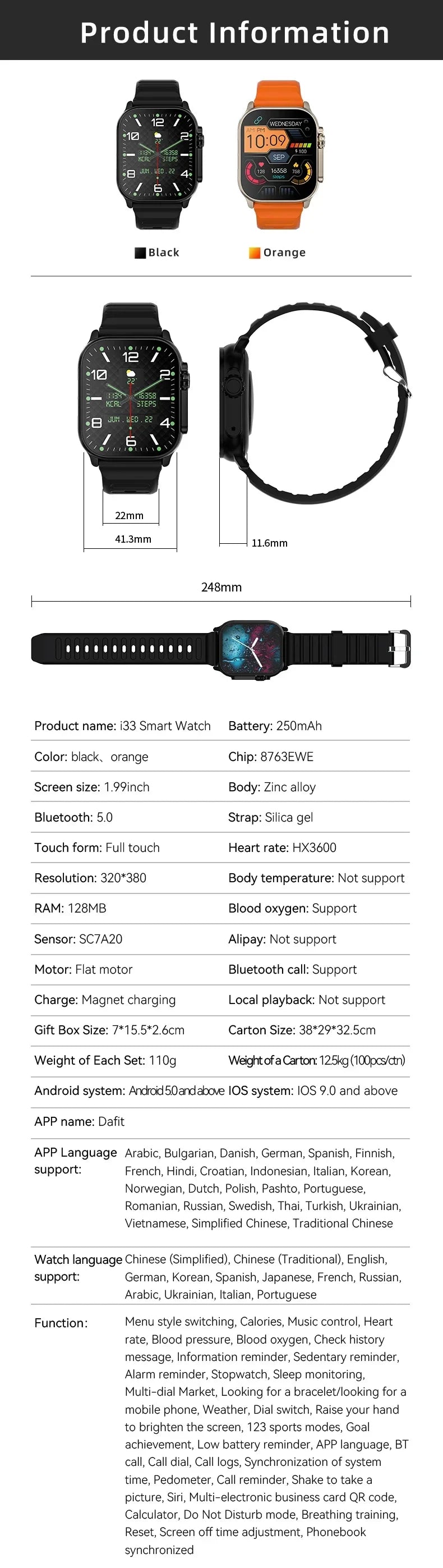T900 Ultra 2 Watch Smartwatch Ultra Gen 2 IWO Watch NFC Bluetooth-Anruf Herzfrequenz Wasserdicht 2,2 Zoll Kabellose Fitnessuhr