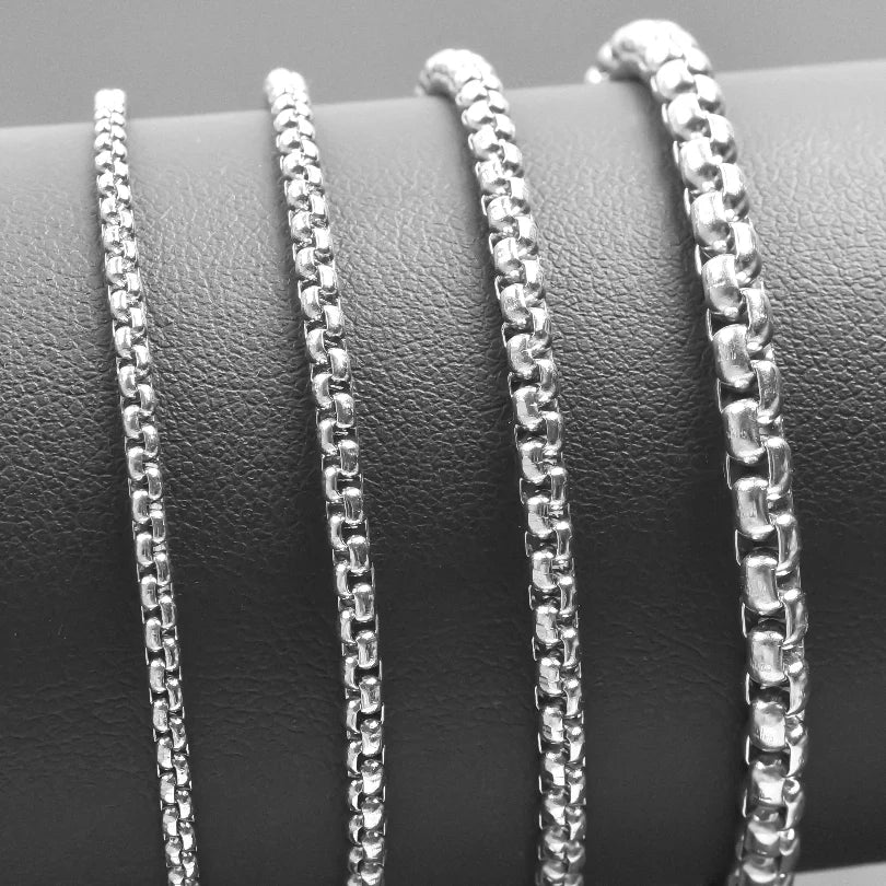 45/50/60/70/80/90cm lange Kette einfacher Schmuck um den Hals Dekoration Edelstahl-Box-Halsketten für Damen Herren DIY Anhängerzubehör