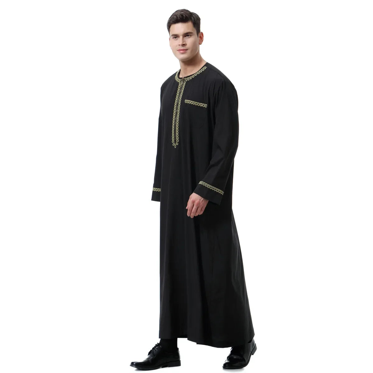 Jubba Thobe Homme Musulman Imprimé Fermeture Éclair Kimono Longue Robe Saoudienne Islamique Musulman Vêtements Abaya Caftan Islam Dubaï Robe Arabe