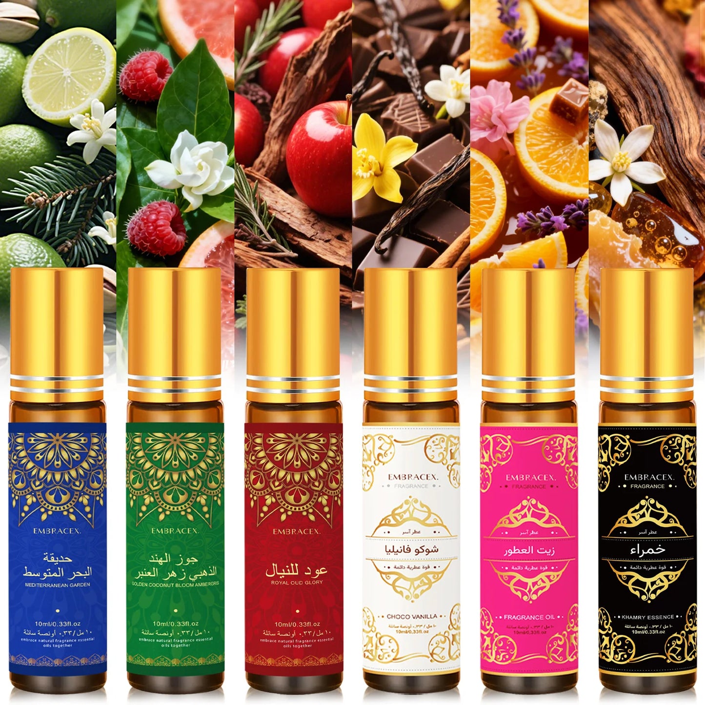 6er-Set 10ml Roller ätherische Öle Eid al-Fitr Geschenk Parfümöl Hautpflege Gesichtsöl Körperpflege Luftbefeuchter Sechs langanhaltende Düfte