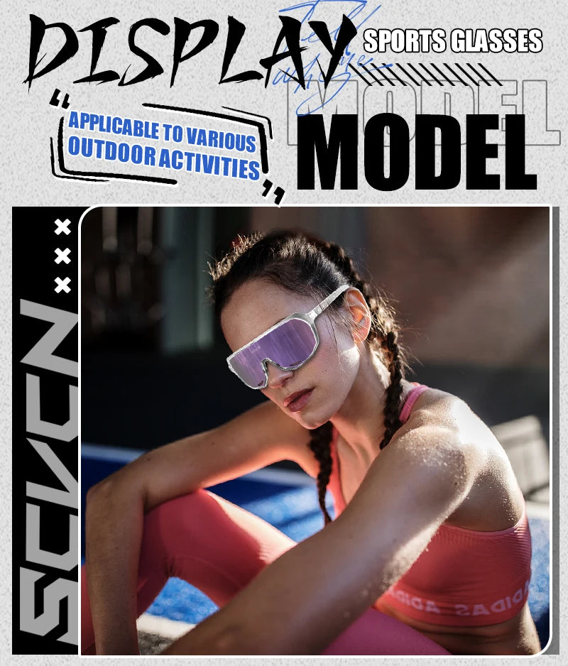 SCVCN Lunettes de soleil photochromiques d'extérieur, lunettes de cyclisme pour hommes, lunettes de vélo pour femmes, VTT, vélo de route, lunettes de cyclisme UV400