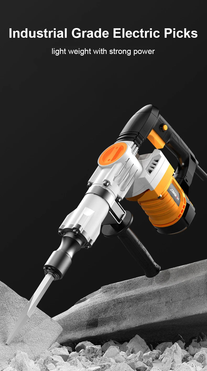 Marteau perforateur électrique 2400W multifonction – Marteau-piqueur électrique 220V – Brise-béton – Perceuse à percussion haute puissance