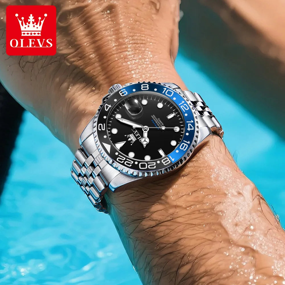 OLEVS 5657 Montre Homme Originale Acier Inoxydable Date Quartz Étanche Lumineuse Montres de Sport Pour Homme Cadeaux Boîte Reloj