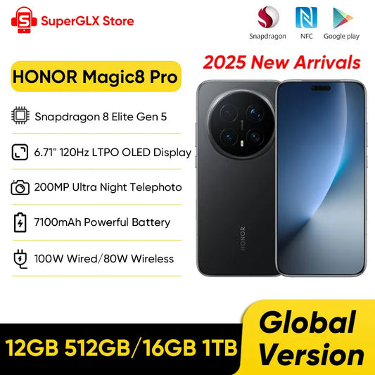 HONOR Magic8 Pro Globale Version 5G AI Smartphone Snapdragon 8 Elite Gen 5 6,71''120Hz OLED Display 200MP Kameras 100W SuperCharge