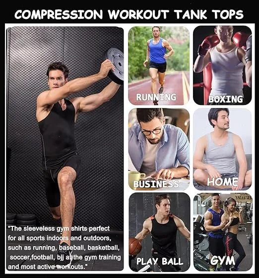 Herren Kompressionsshirt Ärmelloses Tanktop Herren Schnelltrocknend Workout Fitness Gym Baselayer Unterhemd Bodybuilding Laufweste