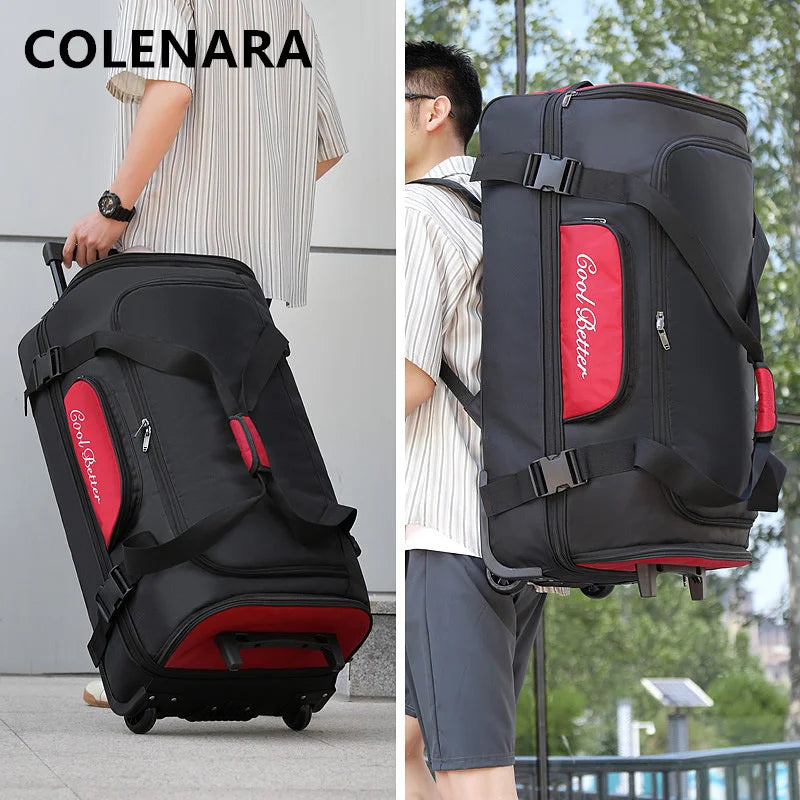 Valise à roulettes COLENARA en tissu Oxford Sac trolley 34 pouces Essentiels de voyage en famille Sac de rangement multifonctionnel Valise pour homme