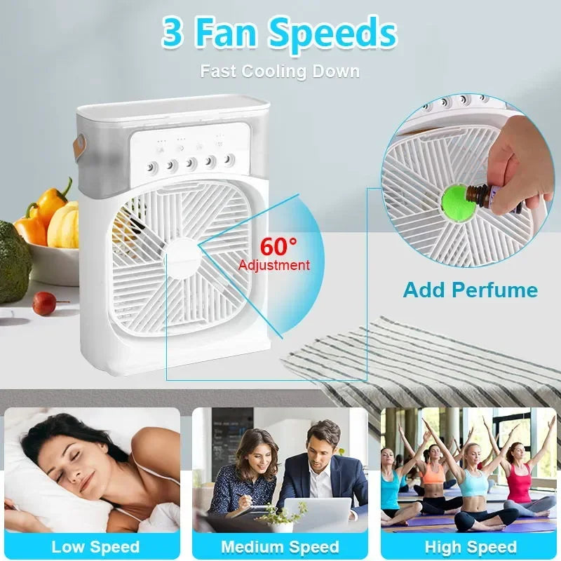 3-in-1-Ventilator, Klimaanlage, kleiner Haushalts-Luftkühler, LED-Nachtlicht, tragbarer Luftregulierungsventilator, Büro-Heimventilator, neu