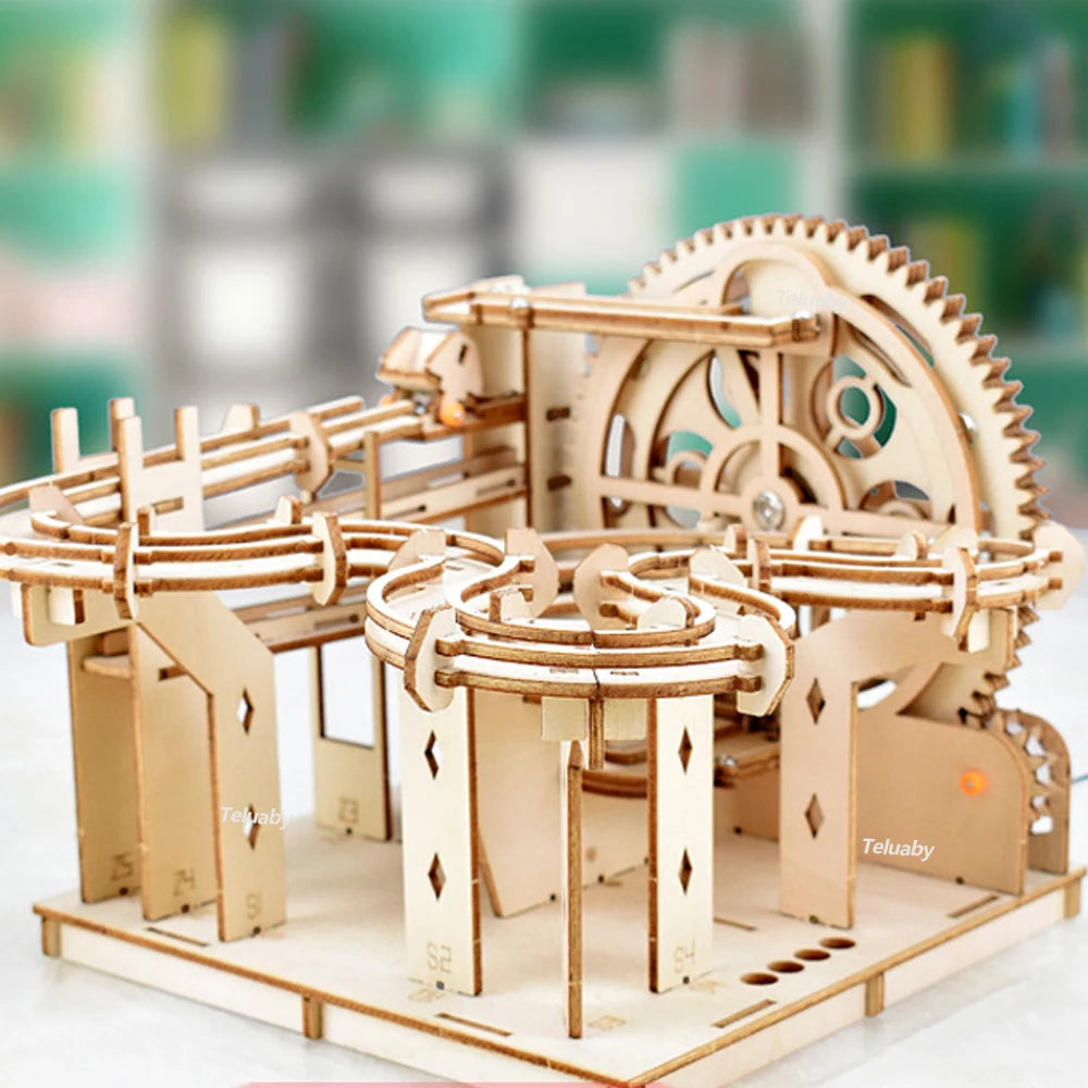 3D Holzpuzzle Murmelbahnen Mechanische Puzzles Selbstbau-Spielzeug STEAM Lernspielzeug Modellbausätze für Kinder und Erwachsene Geschenk