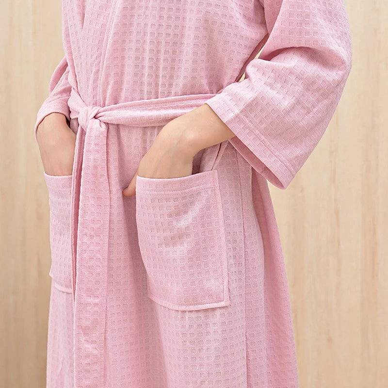 Peignoirs d'automne pour adultes, avec ceintures, col en V, pyjamas pour hommes et femmes, peignoirs de couple avec poches, manches longues, chemise de nuit tendance