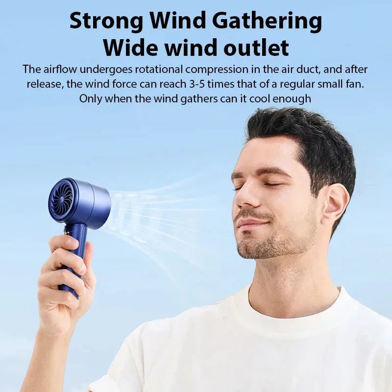 Handventilator Tragbarer Turboventilator Luftkühler 100-Stufen-Einstellung Hochgeschwindigkeitsventilatoren Mini-Handventilator für Zuhause, Reisen, Outdoor-Camping