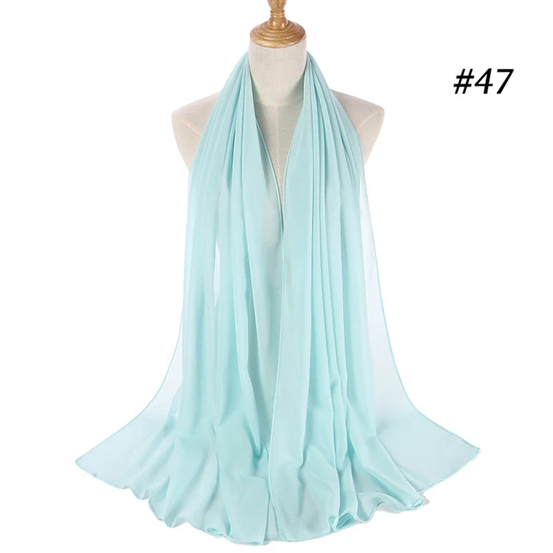 Hijab musulman en mousseline pour femmes, écharpe en mousseline bulle, voile pour femmes, musulmanes, islamiques, de couleur unie, malaisiennes, écharpes foulard musulman