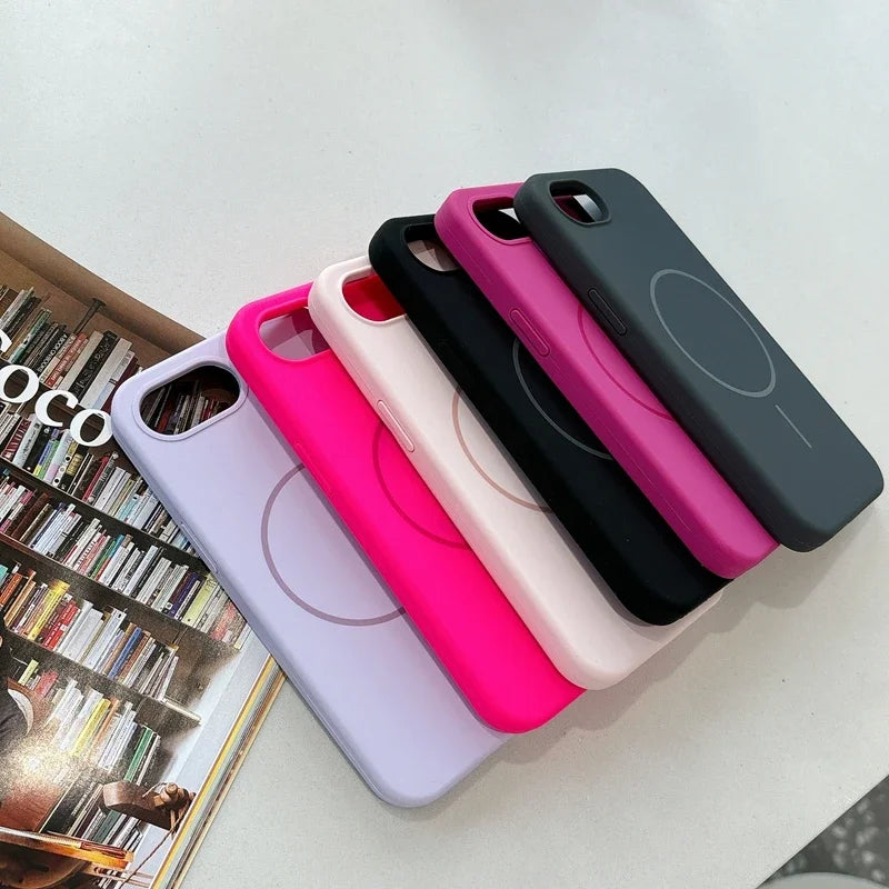 Coque Officielle en Silicone Liquide 16E Magsafe pour iPhone 16E SE4 2025 Magnétique Protection Souple Mat Antichoc Bonbon Housse