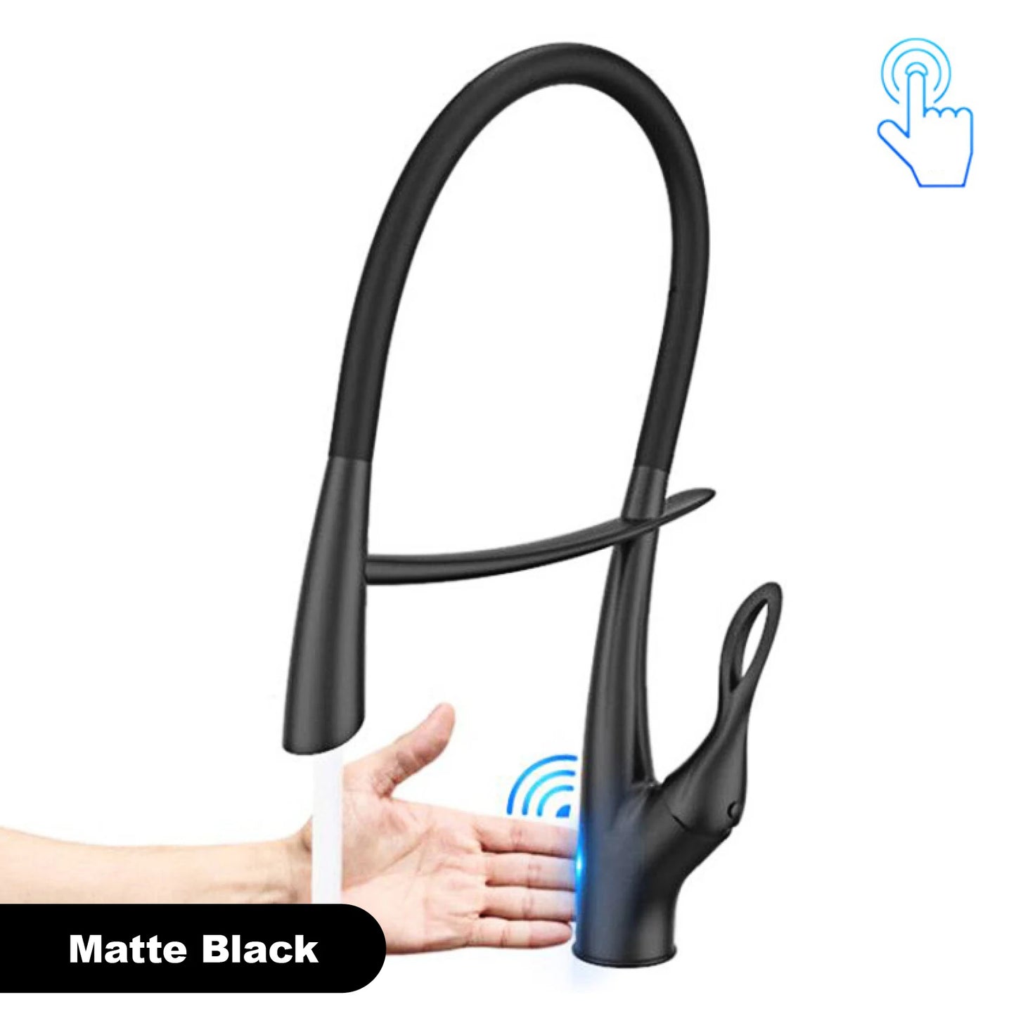 Mitigeur de cuisine Gestan en laiton brossé doré avec interrupteur tactile, cartouche céramique monotrou, robinet d'évier eau chaude et froide