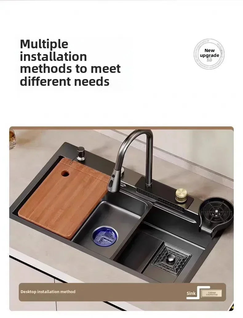 Stainless Steel Thickened SUS304 Sink,Household Kitchen Sink, Dishwashing Nano Process Countertop Sink Sink Kitchen
