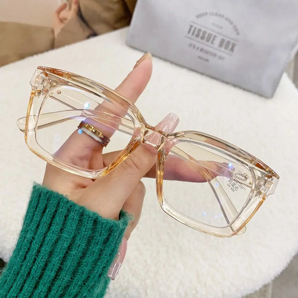 Neue oversized quadratische Brille, Anti-Blaulicht-Brille, große Rahmen, Myopie-Brille, Brille mit flachem Licht, transparente Brille