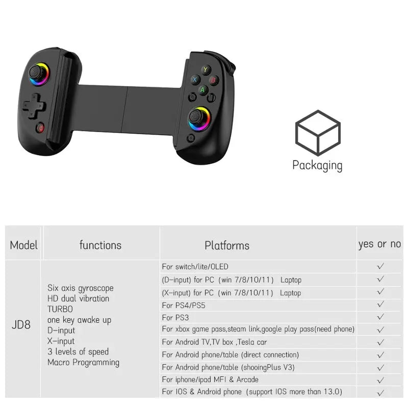 VILCORN D8 Gaming Dual-Hall-Effekt RGB Controller Streaming Gamepad für Tablet Android PS4 Switch PC Joystick