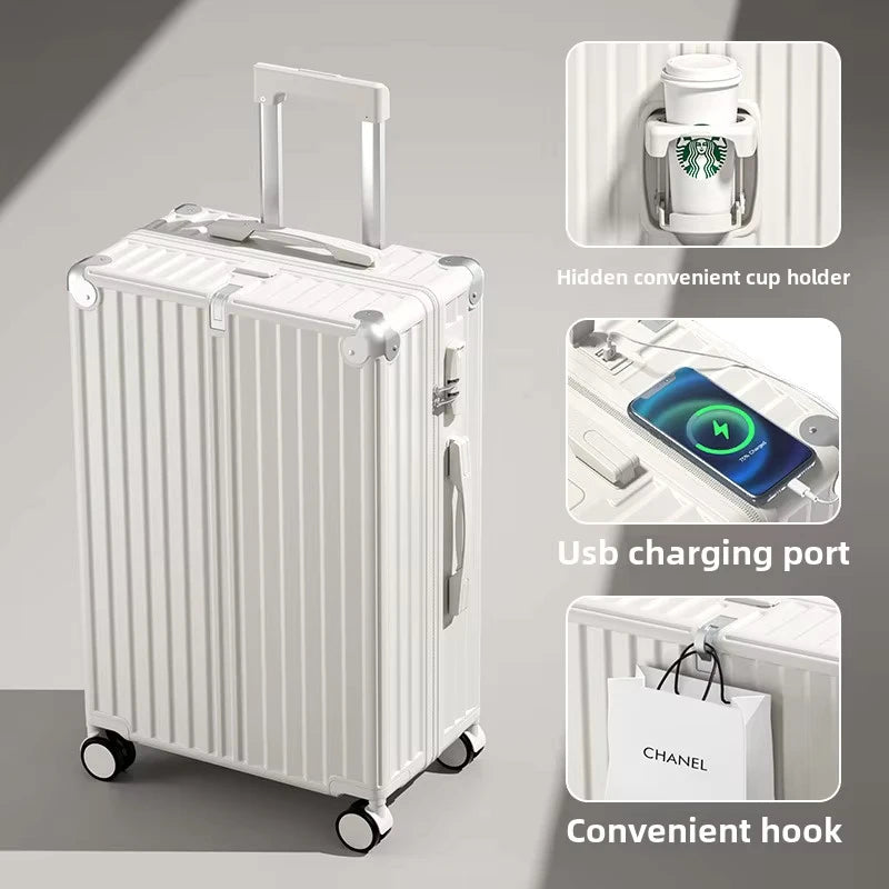 COLENARA 20"22"24"26 Zoll hochwertiger Koffer USB-Ladefunktion Boarding Box Multifunktionaler Trolley-Koffer Handgepäck Reisegepäck
