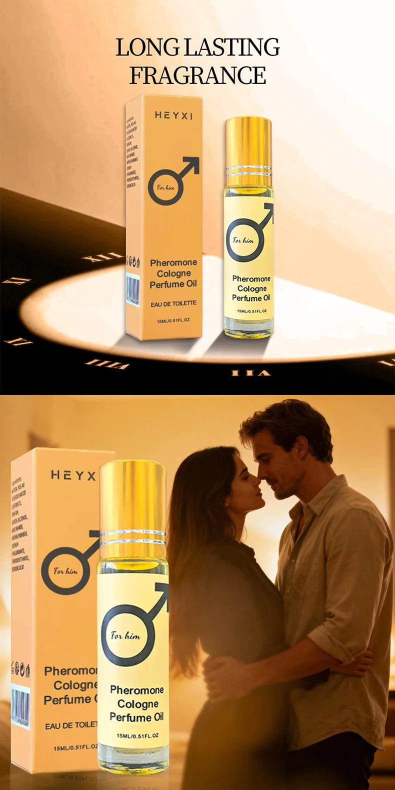 Pheromon-Kölnischwasser-Parfümöl, langanhaltender Duft für Männer und Frauen, tragbar für unterwegs, Parfüm für romantische Atmosphäre