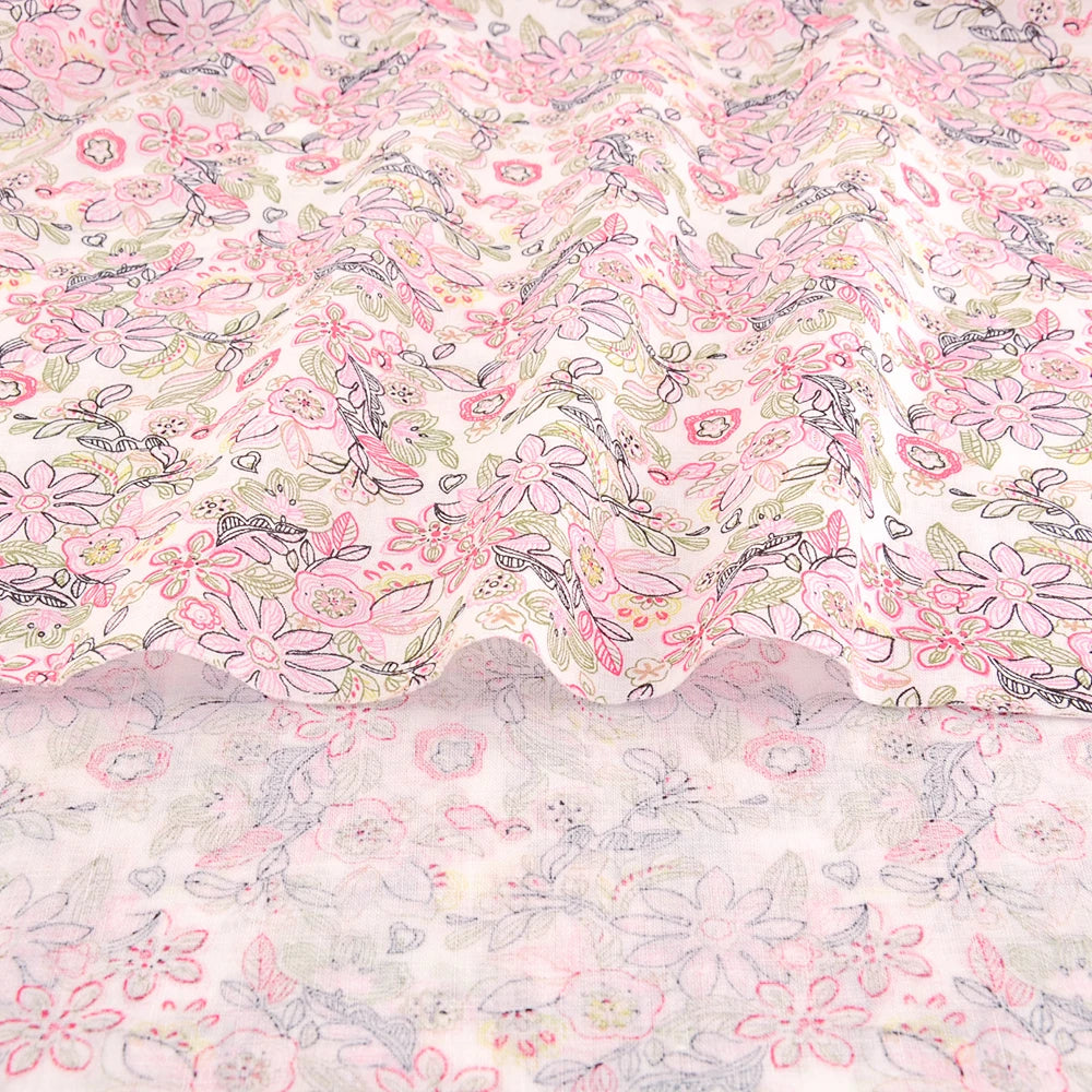 Schöner frischer rot bedruckter Stoff mit Blumenmustern, dünner Stoff aus 100 % Baumwolle, Patchwork für DIY-Bastelarbeiten, Heimtextilien, Meterware