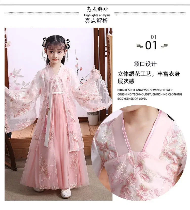 Robe chinoise Hanfu moderne pour fille, tenue d'Halloween de fée, Vêtements pour enfants, Vestidos, Costume traditionnel de Cosplay, Robes pour filles