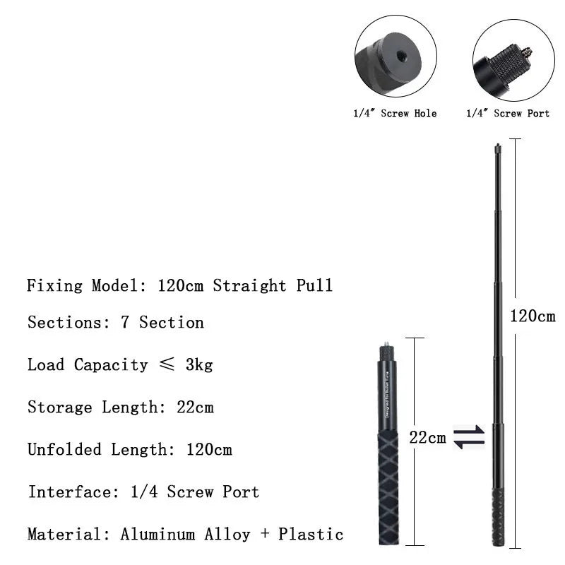 Poignée de bundle perche à selfie pour Insta360 X4 X3 X2 GoPro 12 11 10 9 DJI Action 4 3 SJCAM Camera Bullet Time Perche à selfie invisible