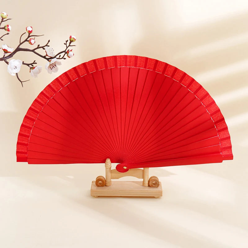 1PC Plain Wood Folding Hand Held Fans Solid Color Spanish Dance Performance Wooden Fans Wedding Hand-Painted Ornament Gift