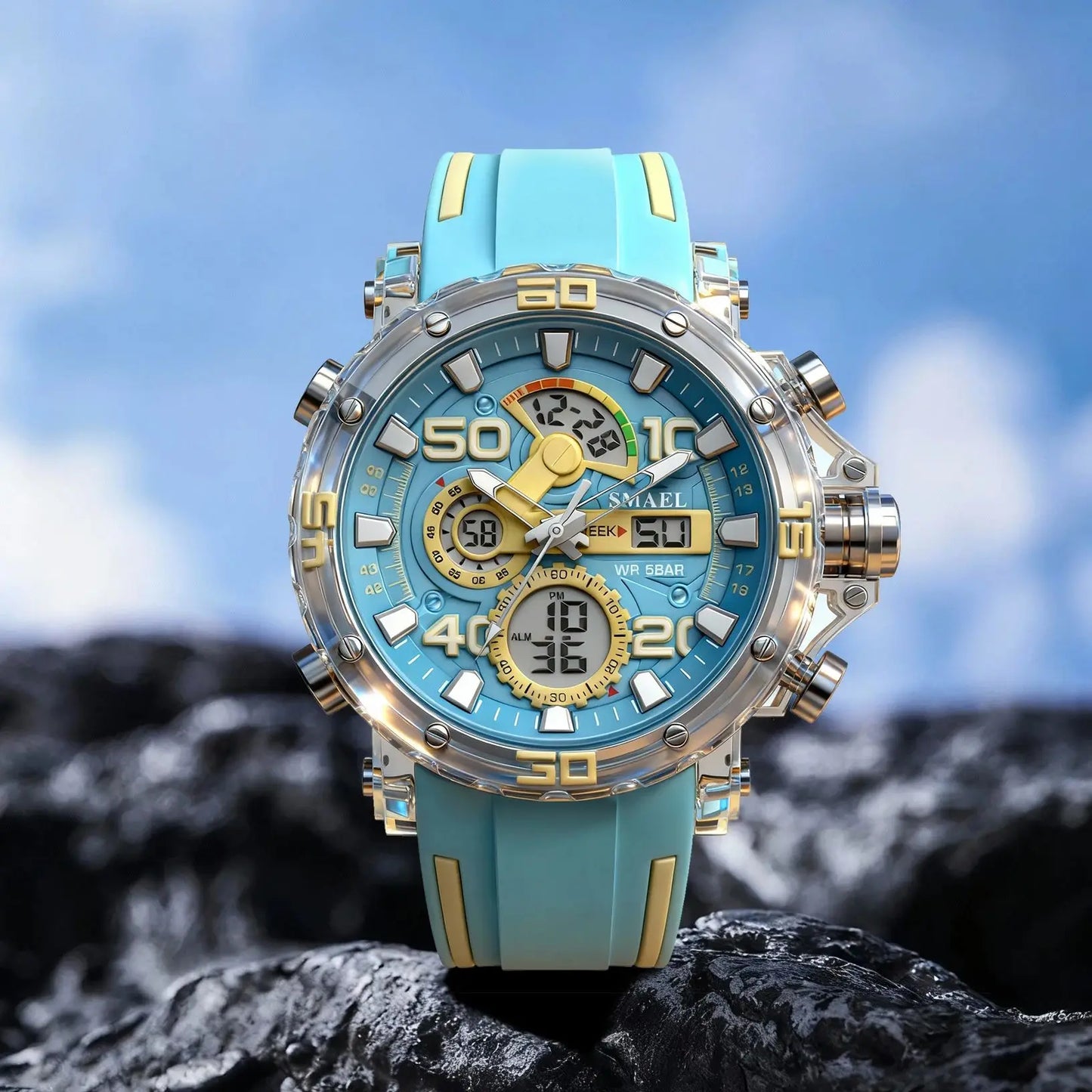 Montres Militaires Hommes Montre 2025 Nouvelle 50M Étanche Chronomètre Alarme Lumière LED Montres Digitales 8136 Montre Sport Homme