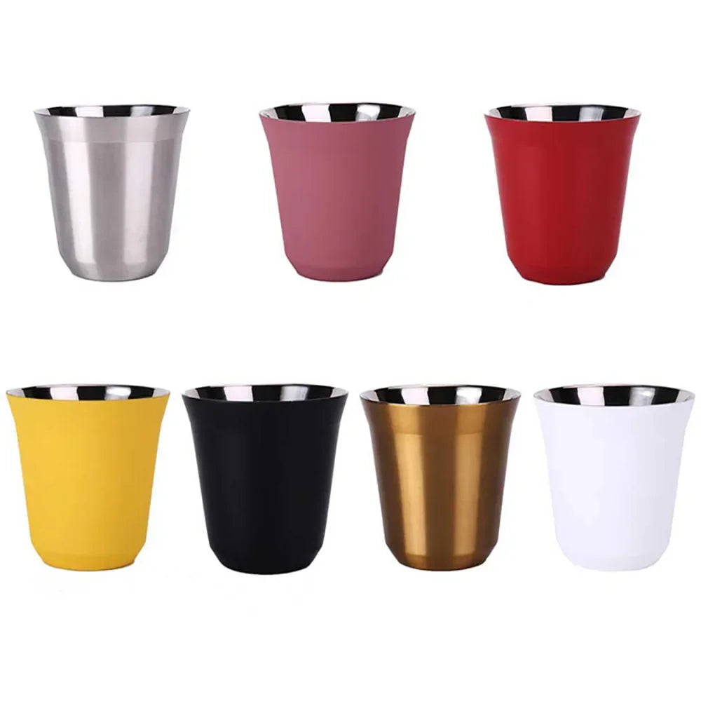 Tasses à espresso 80 ML/160 ML en acier inoxydable 304, tasses à café isothermes à double paroi, lavables au lave-vaisselle, tasses de petite capacité