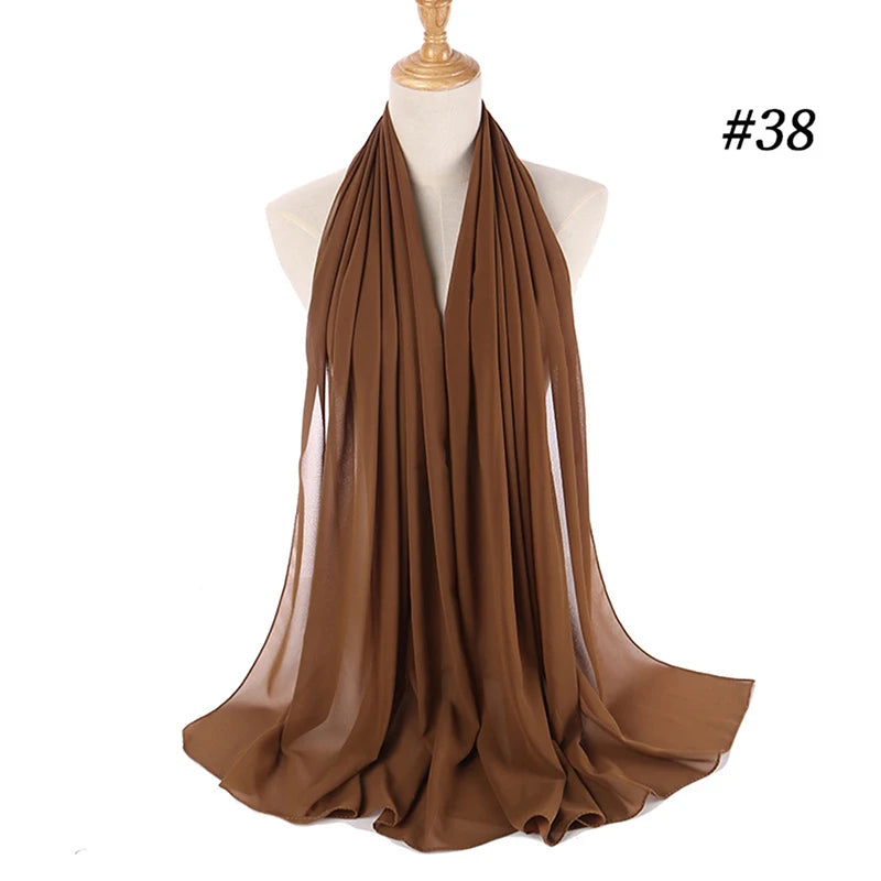 Hijab musulman en mousseline pour femmes, écharpe en mousseline bulle, voile pour femmes, musulmanes, islamiques, de couleur unie, malaisiennes, écharpes foulard musulman
