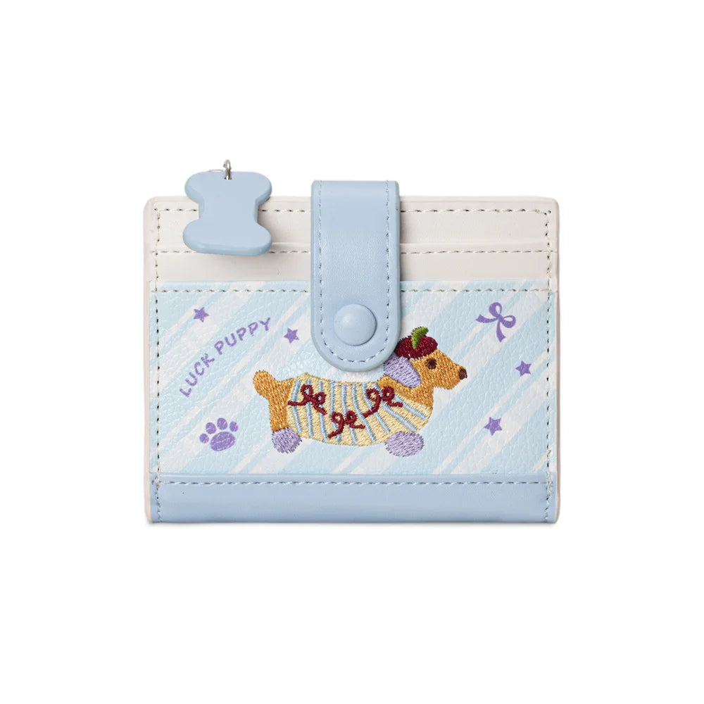 Lässiger koreanischer Stick-Stil Dackel Niedlicher kleiner Geldbeutel Cartoon-Kartenhalter mit mehreren Fächern kurze Clutch Münztasche