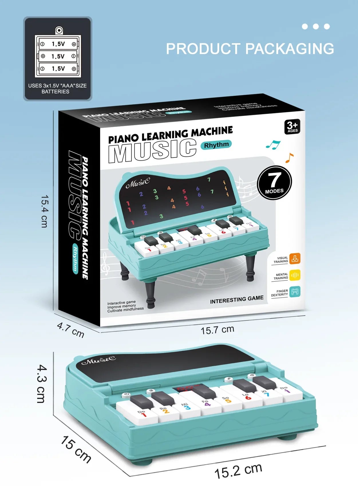 A handheld mini desktop piano with lights, music, electronic keyboard rhythm, and a game console for completing levels; a Montes