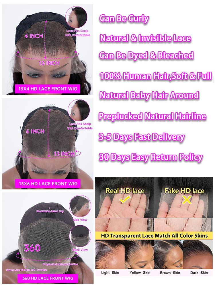 250 Dichte 30 40 Zoll Knochenglatte Lace Frontal Echthaarperücken Brasilianische 13x6 13x4 Transparente HD Lace Front Perücken für Frauen