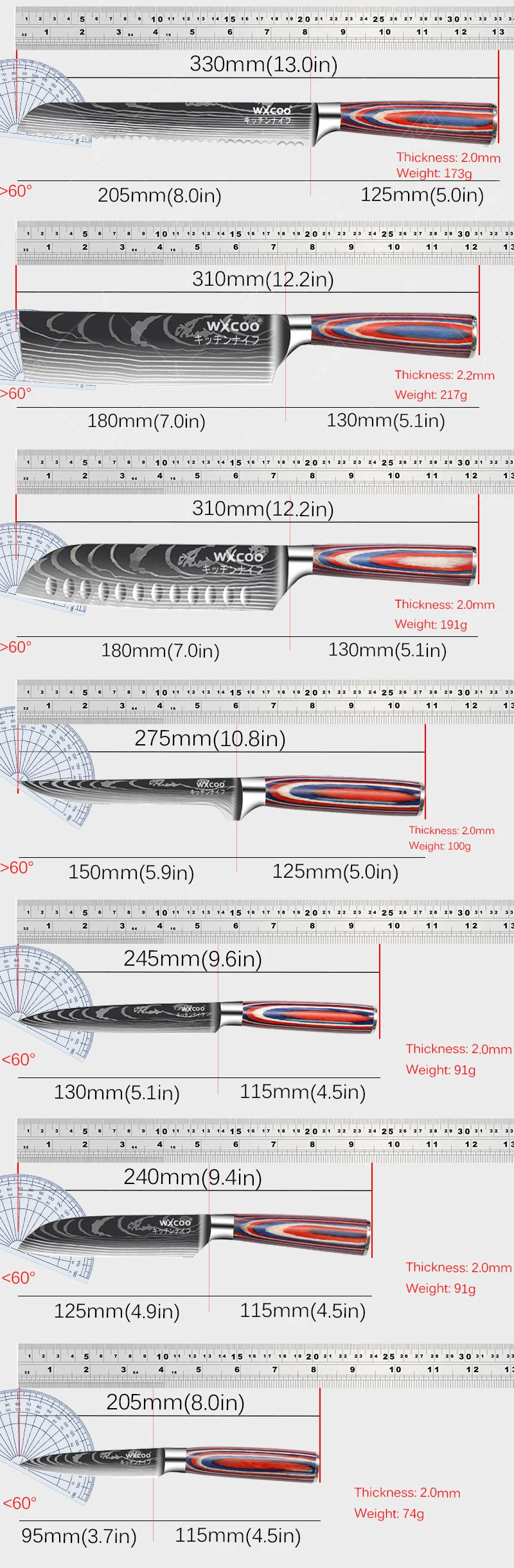 Professional Kitchen Chef's Knife Damascus Japanese Santoku Slicing Knife Meat Cleaver Stainless Steel Butcher Knife with Box