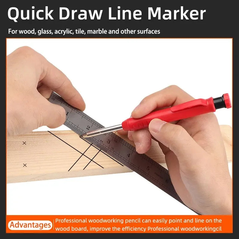 Hot 2.8mm Marking Mechanical Pencil Solid Carpenter Scriber Carpenter Scriber with Sharpener for Woodworking Drawing Stationery