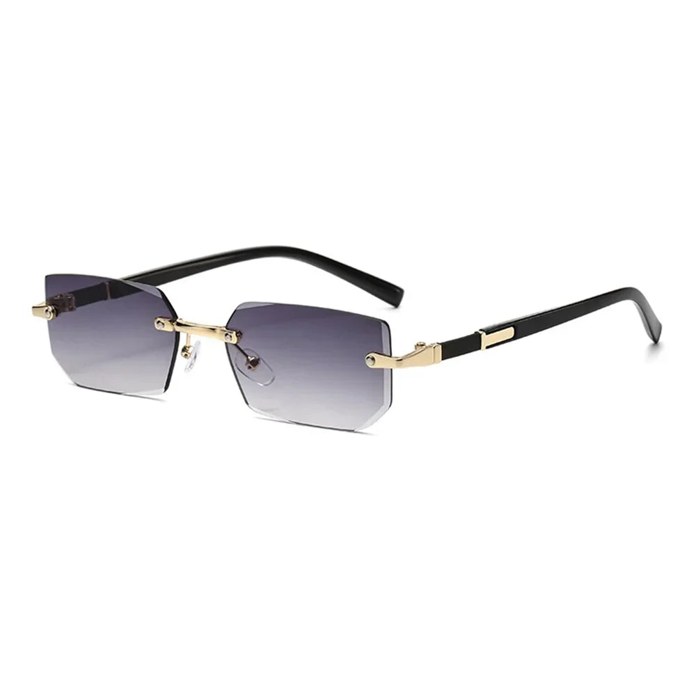 Randlose Sonnenbrille Rechteckig, Unisex Frameless Eyewear Designer Fashion Vintage Square Shade Y2k Sonnenbrille