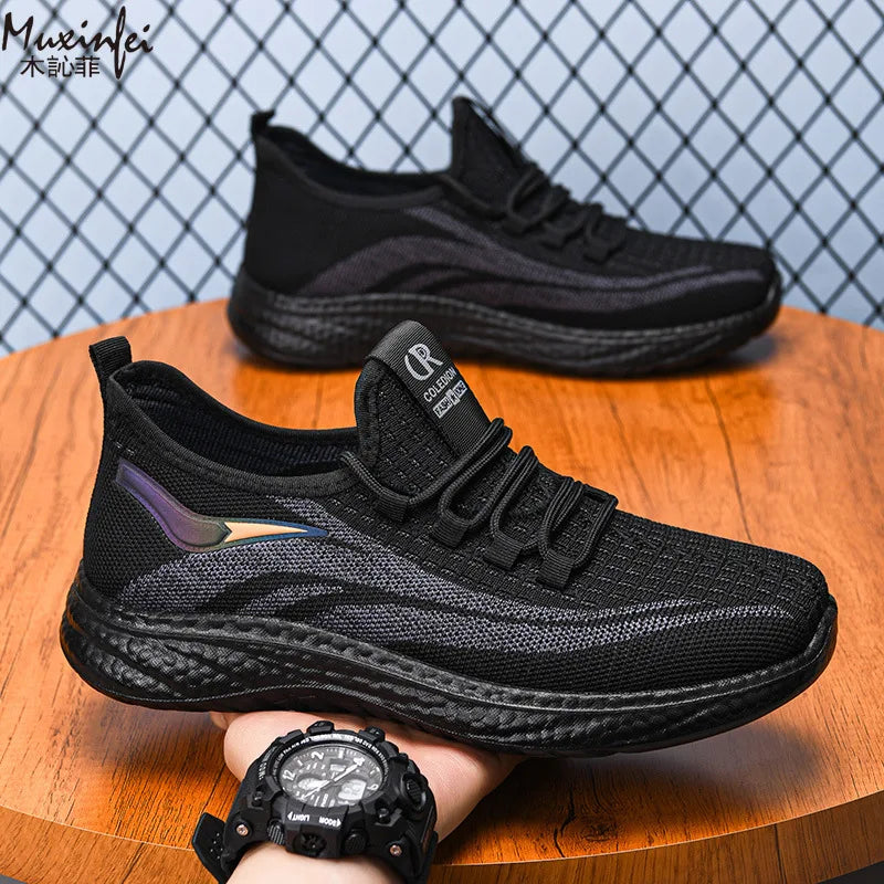 Chaussures de sport et de loisirs à semelle souple, anti-odeurs, respirantes et confortables pour hommes, idéales pour le travail, collection printemps et automne.