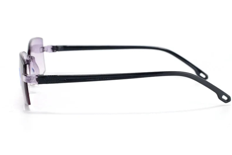 Lunettes de lecture anti-lumière bleue pour femmes, monture sans bords à découpe diamantée, pour hommes, anti-fatigue, hypermétropie, presbytie +1,5