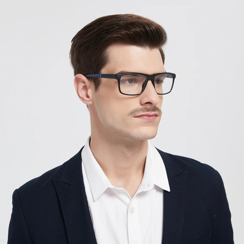 3-Pack Men's Blue Light Blocking Reading Glasses, Classic Square Frame Anti-Fatigue Computer Reader Eyeglasses
