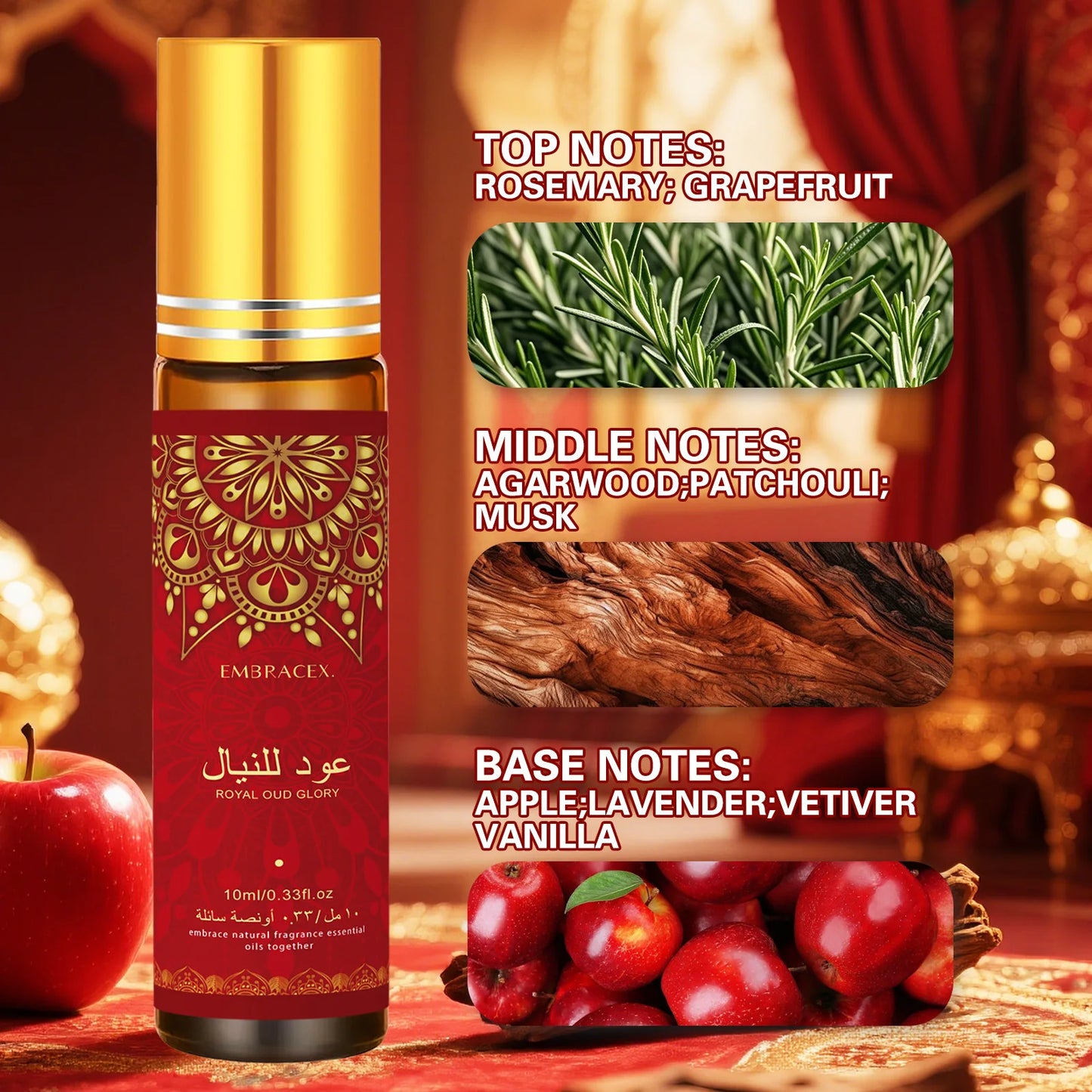 6er-Set 10ml Roller ätherische Öle Eid al-Fitr Geschenk Parfümöl Hautpflege Gesichtsöl Körperpflege Luftbefeuchter Sechs langanhaltende Düfte