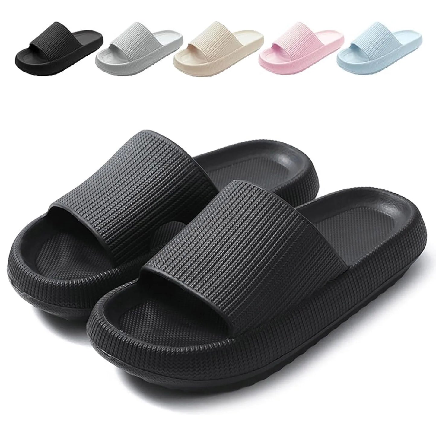 Sliders Cloud Slippers Non-Slip Mens Womens Slippers Cloud Sliders Soft Flip Flops with Thick Sole for Shower Bathroom