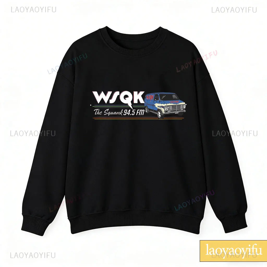 WSQK The Squawk 94.5 FM Radio Sweatshirt Wsqk Unisex Sweatshirts Vintage Sci-Fi Crewneck 80er Nostalgie Sweater Retro Shirt Geschenk