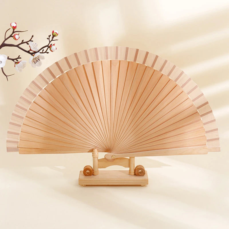 1PC Plain Wood Folding Hand Held Fans Solid Color Spanish Dance Performance Wooden Fans Wedding Hand-Painted Ornament Gift