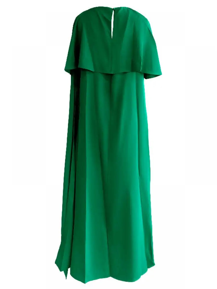 Onecozyday Damen Abendkleid Einfarbig Rundhals Asymmetrisches Bodenlanges Wickelkleid Frühling Sommer Neu Plissiertes Kleid 2024