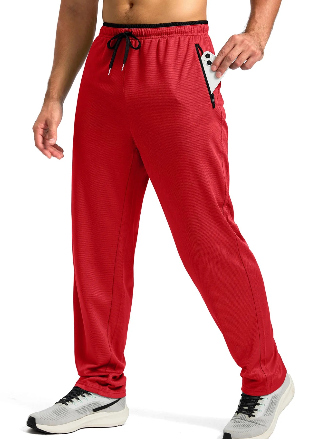 Pantalon de sport léger, respirant et à séchage rapide pour homme, avec taille élastique et poches zippées, idéal pour la gym, les loisirs, la course et la randonnée