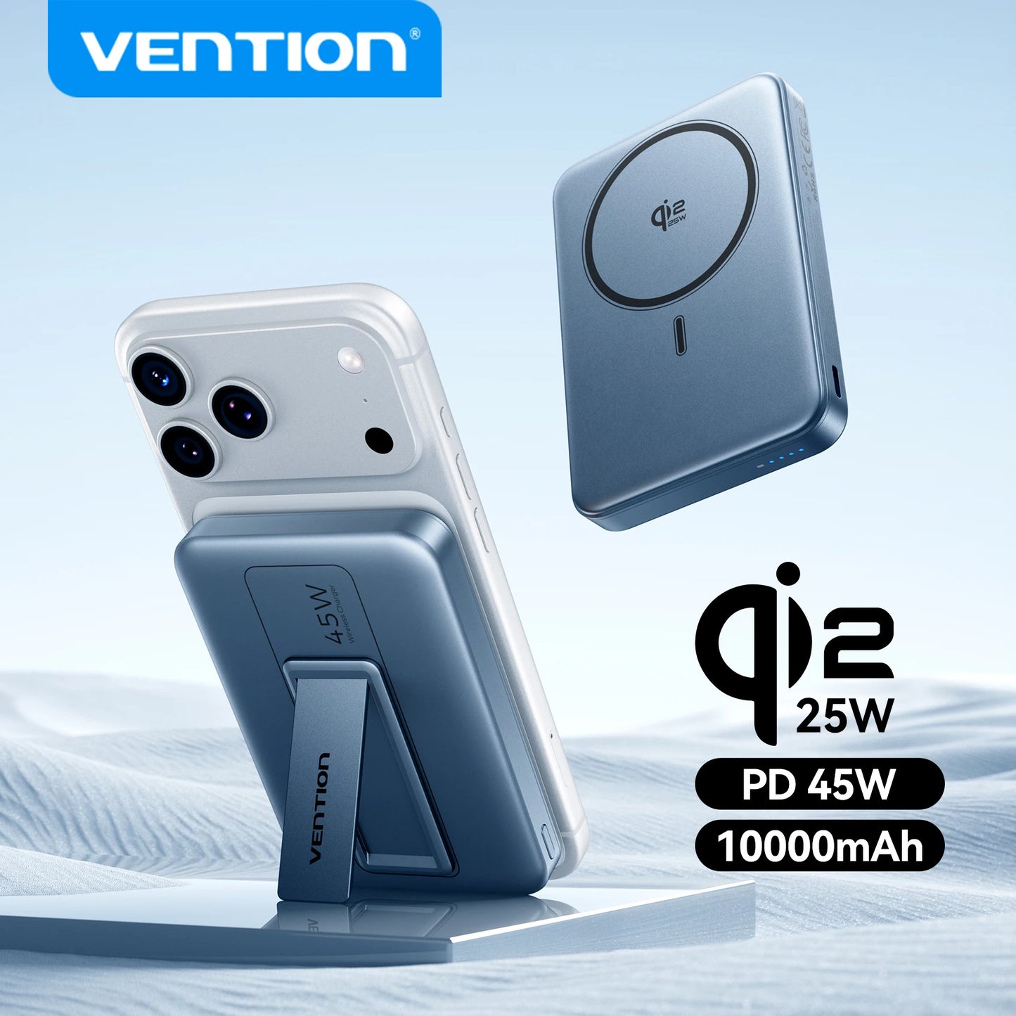 Vention 10000mAh 45W Powerbank für Qi2.2 25W MagSafe Magnetische Kabellose Batterie Tragbares Ladegerät für iPhone 17 16 Samsung S25 24