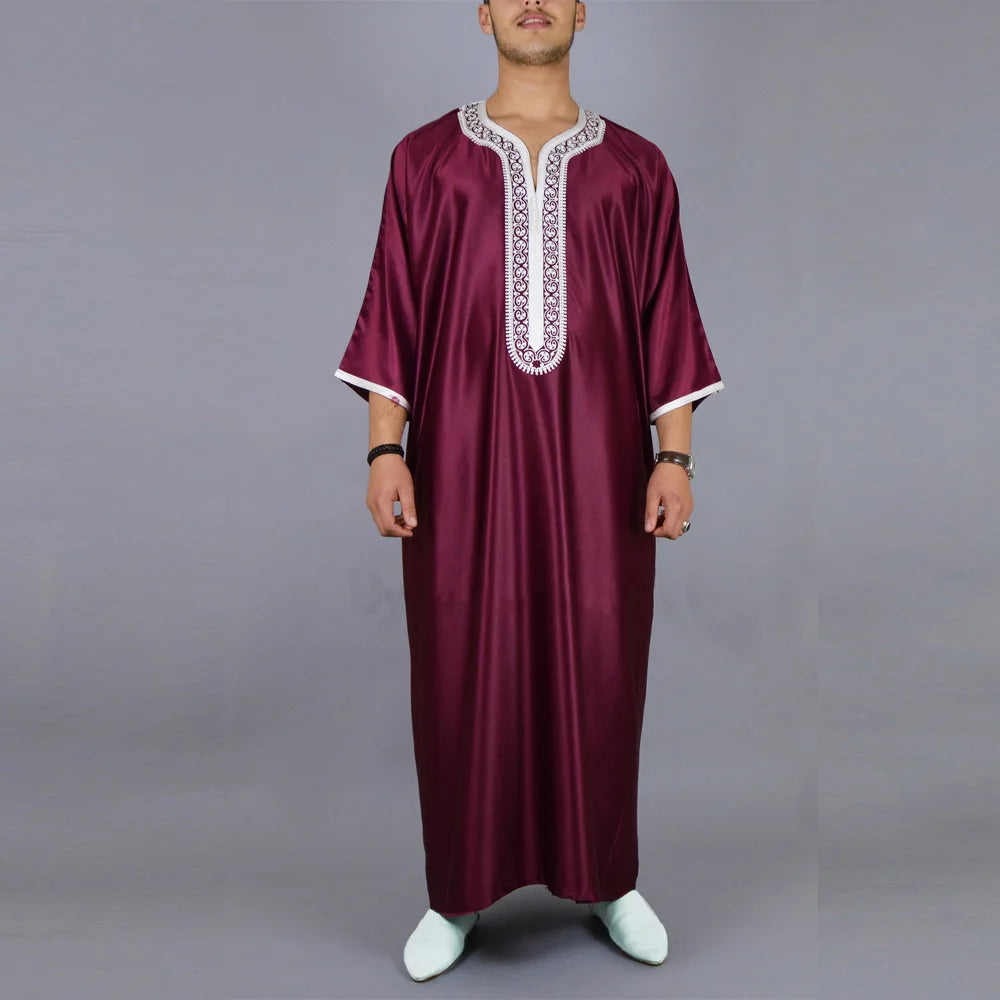 Herren Muslim Thobe 2026 Mittlerer Osten Jubba Thobe Langarm Islamisches Gewand Herren Muslimisches Kleid Saudi-Arabisch Kapuzen-Thobe Abaya Männlich