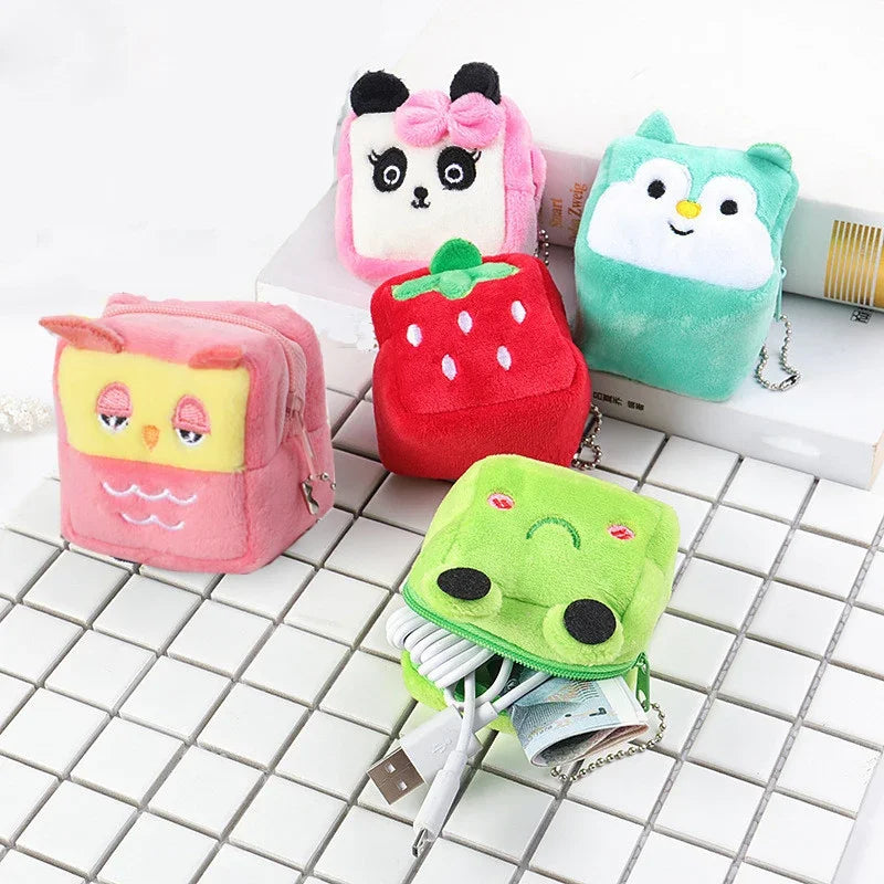 Cartoon Süße Schweinchen Geldbörse Kawaii Portemonnaie Weiche Plüsch Münztasche Schlüssel Kopfhörer Münz-Organizer Beutel Reißverschlusstasche Kindergeschenk