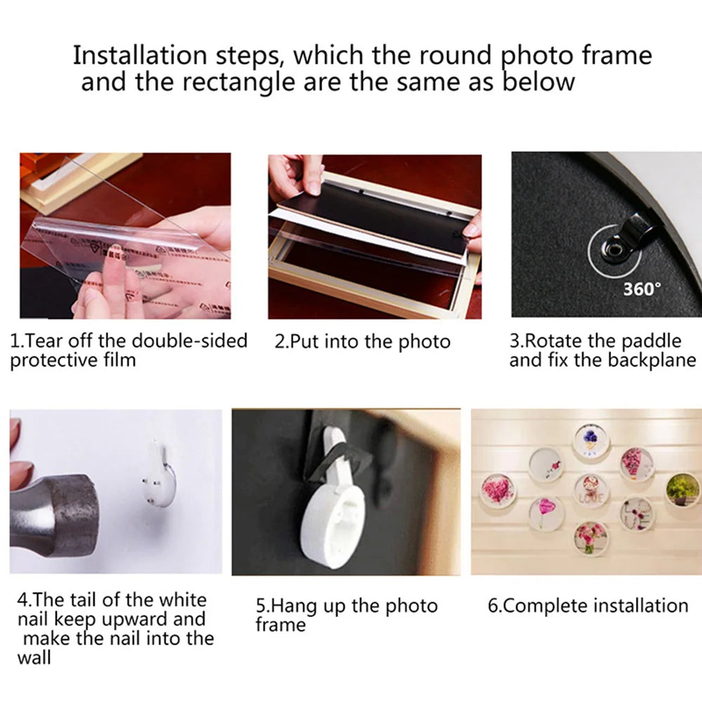 Runder Fotorahmen DIY Holz Wandmontage Hängender Bilderrahmen Hochzeitsgeschenk Wohnkultur Wandbild 6-12 Zoll