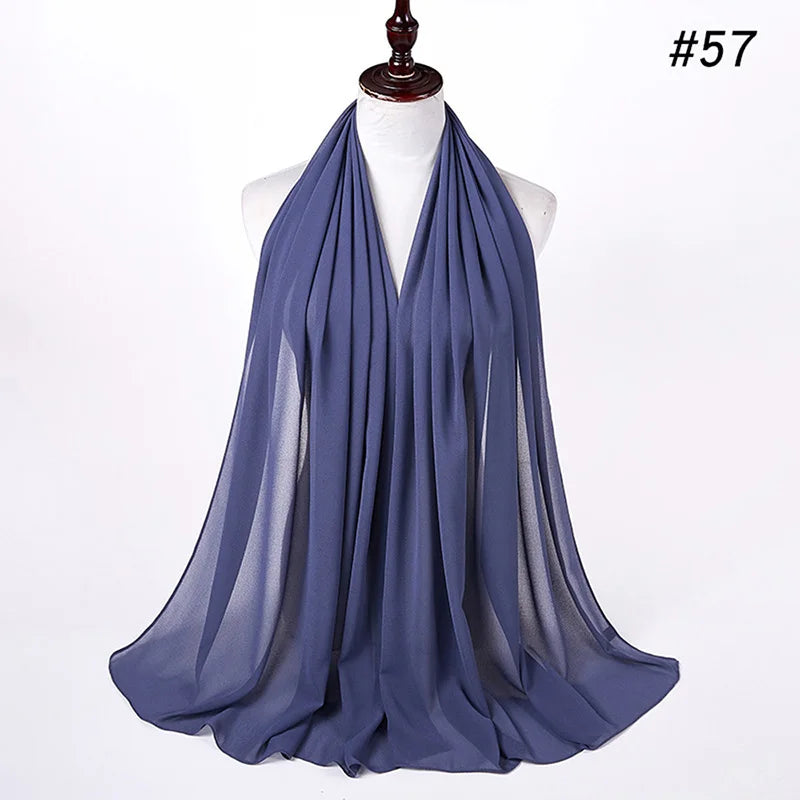 Hijab musulman en mousseline pour femmes, écharpe en mousseline bulle, voile pour femmes, musulmanes, islamiques, de couleur unie, malaisiennes, écharpes foulard musulman